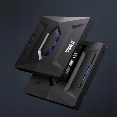 Unitate Optica Externa CD/DVD RW 5 in 1, USB 3.0, port USB-C, cititor de carduri SD si MicroSD,  Disk Burner, Reader DVD Player pentru Windows, Laptop, PC, Negru [8]