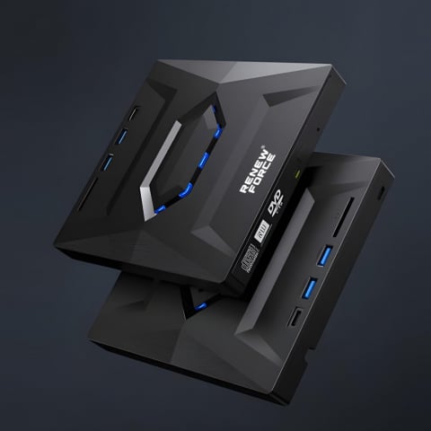 Unitate Optica Externa CD/DVD RW 5 in 1, USB 3.0, port USB-C, cititor de carduri SD si MicroSD,  Disk Burner, Reader DVD Player pentru Windows, Laptop, PC, Negru [4]