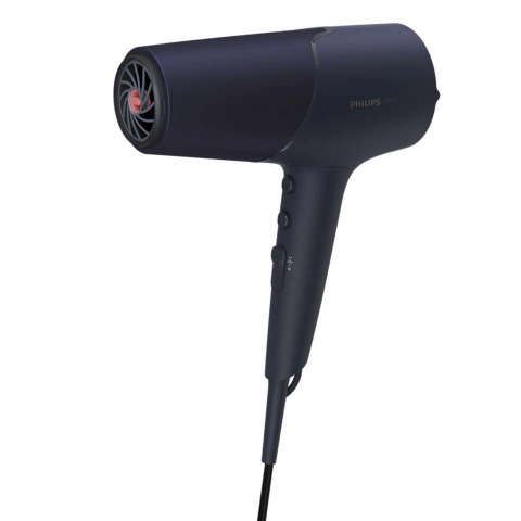 Uscator de par Philips BHD510/00, 2300W, tehnologie ThermoShield, ingrijire cu ioni, 2 setari de viteza, 3 setari de temperatura, difuzor, cap de coafare 11 mm, Albastru inchis metalizat [1]