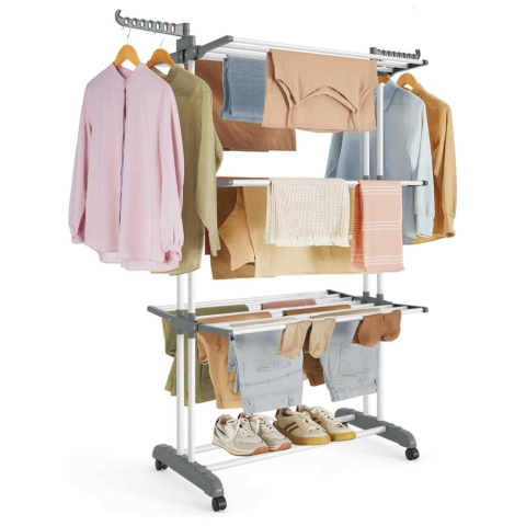 Uscatoare Rufe - https://www.beststoreonline.ro/uscator-de-rufe-vertical-pentru-haine-newevo-3-nivele-pliabil-14-suporturi-pentru-umerase-mobil-pe-roti-alb.html