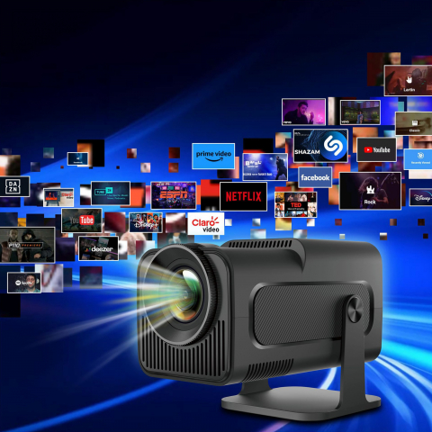 Videoproiector portabil , 250ANSI,  Android 11, Wi-Fi 6, BT 5.0, rezolutie 1280X720p  HD, suport 4K, conexiune HDMI, USB si Mirroring Android/IOS, Negru [6]