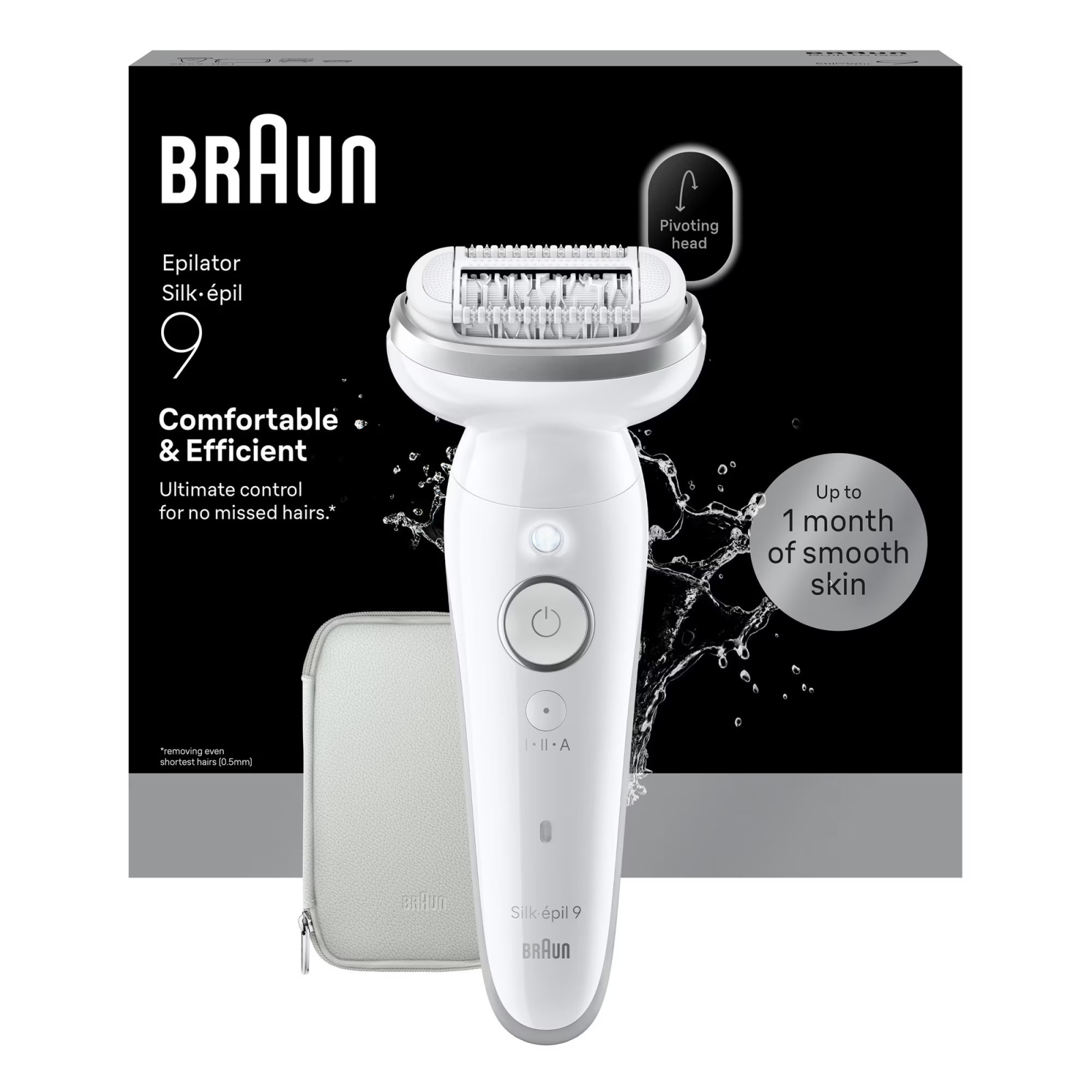 Epilator Braun Silk-épil 9 9-011, Wet  Dry, Smart Touch, 40 de pensete, 2 viteze, Geanta de voiaj, Alb Argintiu