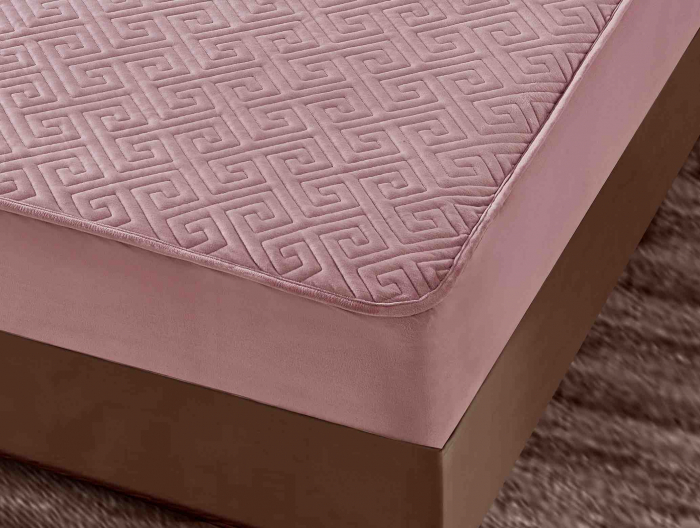Husa Matlasata Tip Topper Catifea Roz pentru Pat 160x200cm + 2 Fete de Perna 50x70cm - Huse de Pat Confortabile si Elegante [3]