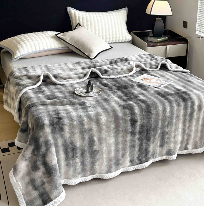 Pătură Cocolino Premium Gri cu Alb cu bordură albă 200x230 cm [1]