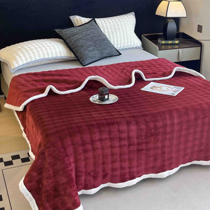 Pătură Cocolino Premium Roșu cu bordură albă 200x230 cm [1]