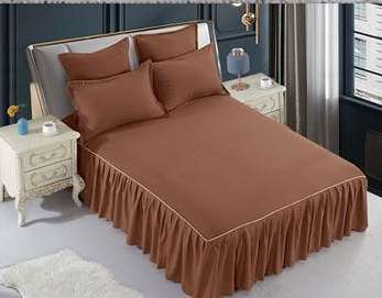 Set Lenjerie de Pat cu Volan, Uni, Finet Gros, 6 piese, Jojo [2]