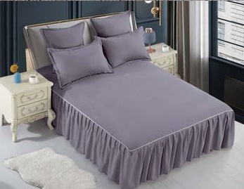 Set Lenjerie de Pat cu Volan, Uni, Finet Gros, 6 piese, Jojo [2]