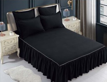 Set Lenjerie de Pat cu Volan, Uni, Finet Gros, 6 piese, Jojo [2]