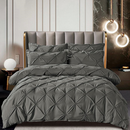 LENJERII  PAT PPREMIUM - Lenjerie Pat Dublu, LUXURY din BUMBAC FINET 100%, 6 PCS -GRI(INCHIS)