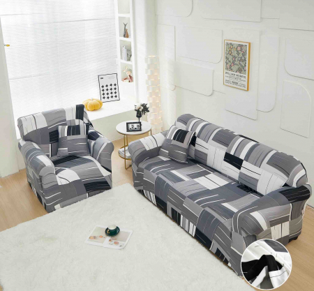 Huse Canapea 2 prs. - Husa Canapea 2 Locuri, Bumbac Elasticizat, + Fata perna Cadou