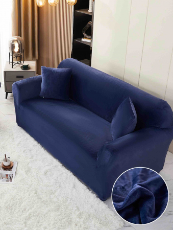 Huse Canapea 2 prs. - Husă Catifea Premium pentru Canapea 2 Locuri – mărimea M (130-180 cm) Albastru Inchis