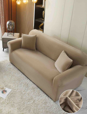 Huse Canapea 2 prs. - Husă Catifea Premium pentru Canapea 2 Locuri – mărimea M (130-180 cm) Bej