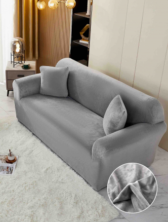 Huse Canapea 3 prs. - Husă Catifea Premium pentru Canapea 3 Locuri – Mărimea L  (180-230 cm) Gri Deschis