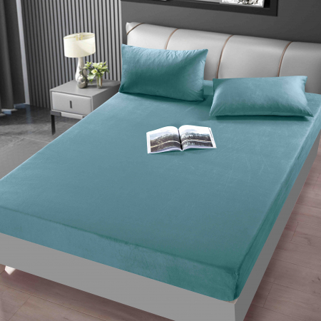 HUSE DE PAT CU ELASTIC - Husa de Pat,Catifea cu Elastic+2 Fete Perna
