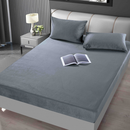 HUSE DE PAT CU ELASTIC - Husa de Pat,Catifea cu Elastic+2 Fete Perna