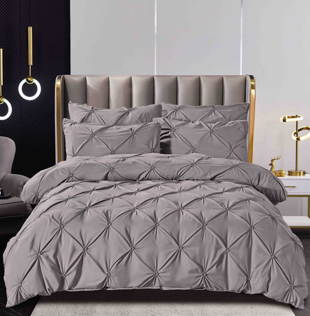 Lenjerii Pat - Lenjerie de Pat Dublu cu Elastic 6 Piese cu Pliuri 3D, Bumbac Finet 100%