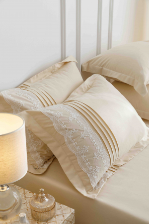 Lenjerie Bumbac Premium 6 Piese, cu Inimi Brodate, Crem [3]