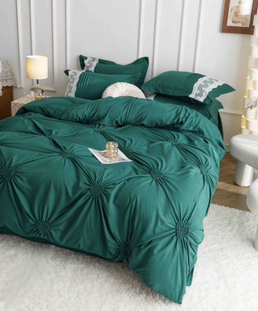Lenjerie Bumbac Premium 6 Piese, cu Inimi Brodate,Verde [1]