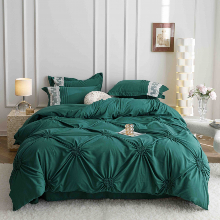Lenjerie Bumbac Premium 6 Piese, cu Inimi Brodate,Verde [3]