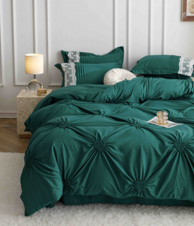 Lenjerie Bumbac Premium 6 Piese, cu Inimi Brodate,Verde [4]