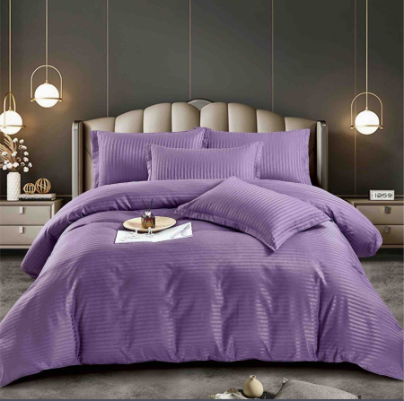 Lenjerii Damasc 1 Persoana - lenjerie pat 1 persoana damasc finetat 4 piese  mov biancoshop