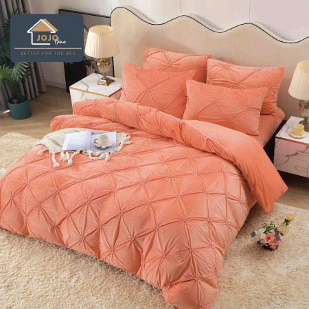Lenjeri Catifea 4 pcs - Lenjerie de Pat Catifea, 4 Piese Cu Inimi Brodate