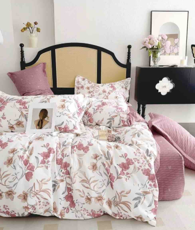 Lenjerii Pat - Lenjerie de pat dublu cu cearceaf normal, din bumbac finet, set 6 piese. Material gros, moale și rezistent. Imprimare modernă, nu se decolorează. Potrivită pentru saltele 140x200, 160x200 și 180x200.