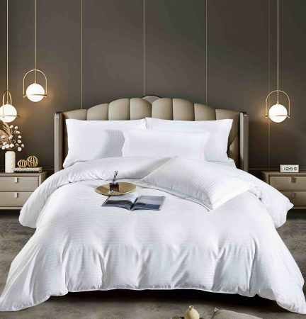 Lenjerii Pat Damasc 2 Persoane - lenjerie pat dublu damasc finetat cu elastic 6 piese alb biancoshop