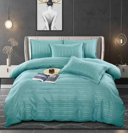 Lenjerii Pat Damasc 2 Persoane - lenjerie pat dublu damasc finetat 6 piese biancoshop turcoaz