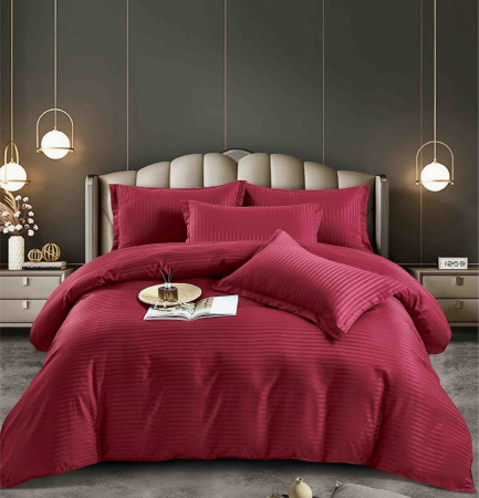 Lenjerii Pat Damasc 2 Persoane - lenjerie pat dublu damasc finetat 6 piese biancoshop rosu