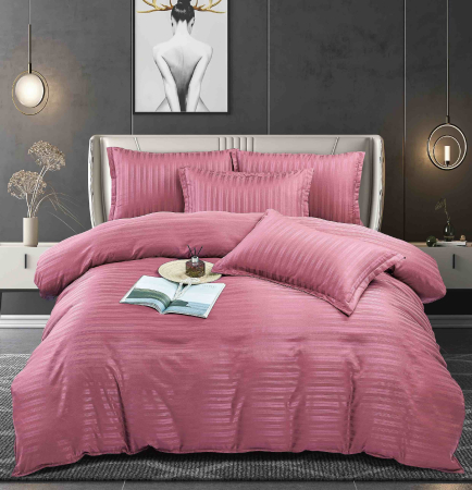 Lenjerii Pat Damasc 2 Persoane - lenjerie pat dublu damasc finetat 6 piese biancoshop roz