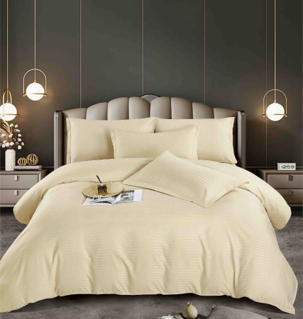 Lenjerii Pat Damasc 2 Persoane - lenjerie pat dublu damasc finetat 6 piese biancoshop crem deschis