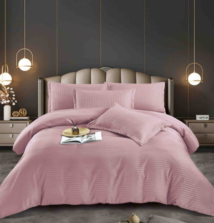 Lenjerii Pat Damasc 2 Persoane - lenjerie pat dublu damasc finetat 6 piese biancoshop roz