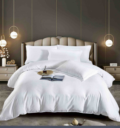 Lenjerii Pat Damasc 2 Persoane - lenjerie pat dublu damasc finetat 6 piese biancoshop alb