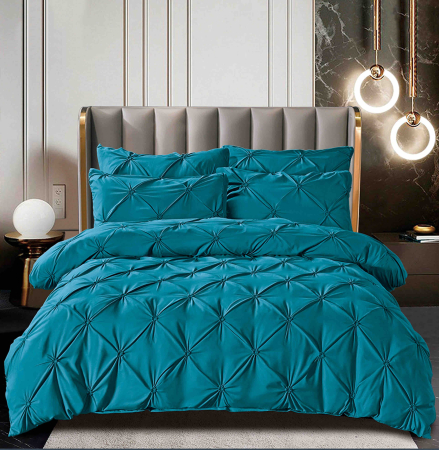 Lenjerii Pat - Lenjerie de Pat Dublu cu Elastic 6 Piese cu Pliuri 3D, Bumbac Finet 100%