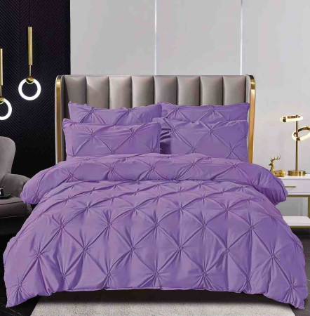 Lenjerii Pat - Lenjerie de Pat Dublu cu Elastic 6 Piese cu Pliuri 3D, Bumbac Finet 100%