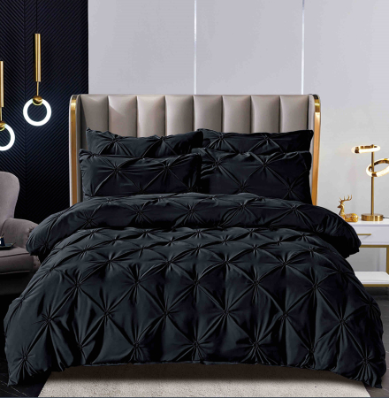 Lenjerii Pat - Lenjerie de Pat Dublu cu Elastic 6 Piese cu Pliuri 3D, Bumbac Finet 100%