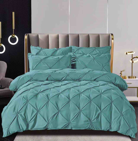 Lenjerii Pat - Lenjerie de Pat Dublu cu Elastic 6 Piese cu Pliuri 3D, Bumbac Finet 100%