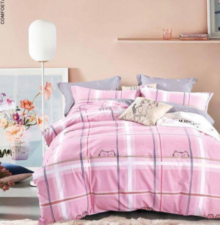 Lenjerii Pat Dublu 4 piese - Lenjerie pat 2 Pers, Jojo, 80% Bumbac 20% Satin,4 piese 