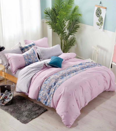 Lenjerii Pat Dublu 4 piese - Lenjerie pat 2 Pers, Jojo, 80% Bumbac 20% Satin,4 piese 