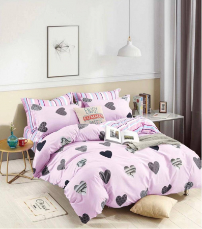 Lenjerii Pat Dublu 4 piese - Lenjerie pat 2 Pers, Jojo, 80% Bumbac 20% Satin,4 piese 