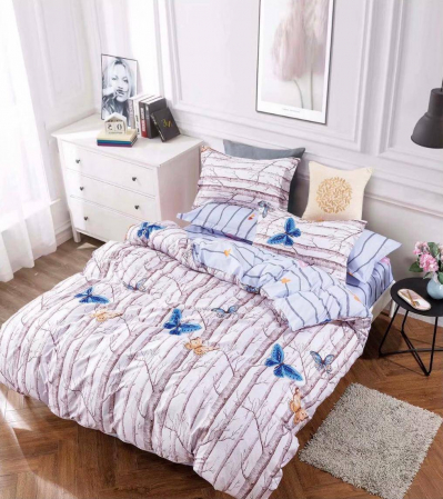 Lenjerii Pat Dublu 4 piese - Lenjerie pat 2 Pers, Jojo, 80% Bumbac 20% Satin,4 piese 