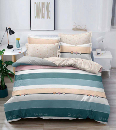 Lenjerii Pat Dublu 4 piese - Lenjerie pat 2 Pers, Jojo, 80% Bumbac 20% Satin,4 piese 