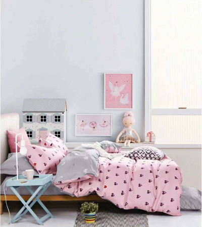 Lenjerii Pat Dublu 4 piese - Lenjerie pat 2 Pers, Jojo, 80% Bumbac 20% Satin,4 piese 