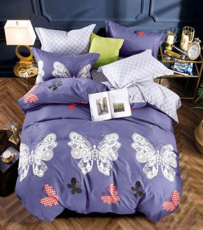 Lenjerii Pat Dublu 4 piese - Lenjerie pat 2 Pers, Jojo, 80% Bumbac 20% Satin,4 piese 