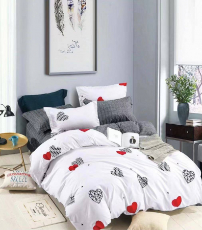 Lenjerii Pat Dublu 4 piese - Lenjerie pat 2 Pers, Jojo, 80% Bumbac 20% Satin,4 piese 