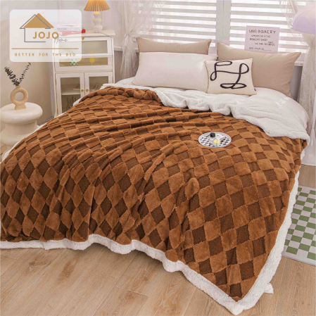 Patura Blana Iepure Artificiala - Patura cu Blana De Iepure Cocolino Artificiala, Carouri, Maro