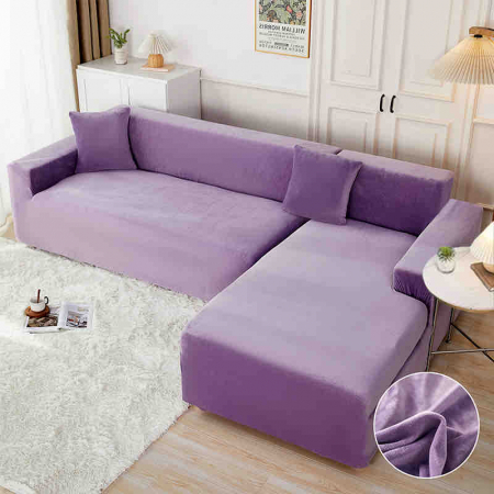 HUSE COLTAR - Set 2 Huse Elastice Catifea pentru Coltar, Marime M-L, Lila
