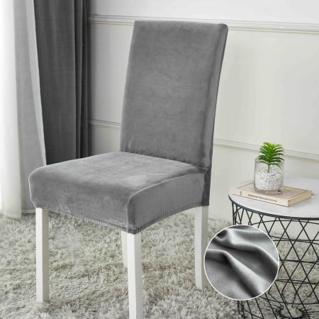 HUSE SCAUNE - Set 6 Huse pentru Scaune, Premium, Elastice, Catifea, JoJo Gri