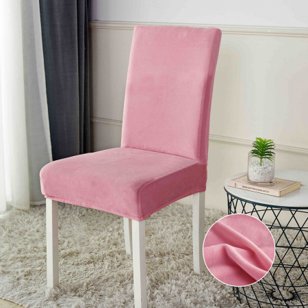 HUSE SCAUN CATIFEA - Set 6 Huse pentru Scaune Premium, Elastice, Catifea, JoJo- Roz Inchis